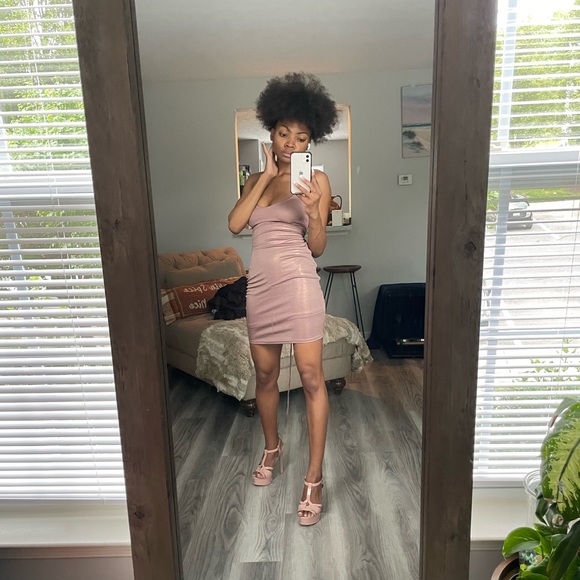 Pale Nude Pink Backless Lace MIDI Dress - Picture 12 of 16